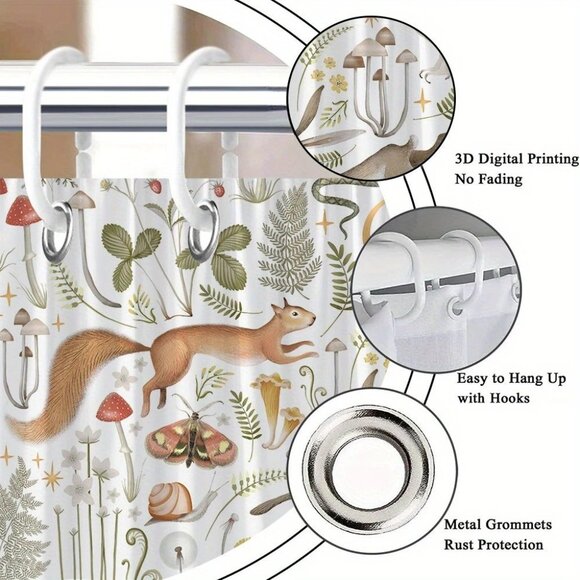 Whimsical Woodland-Themed Shower Curtain NWOT - Picture 3 of 3